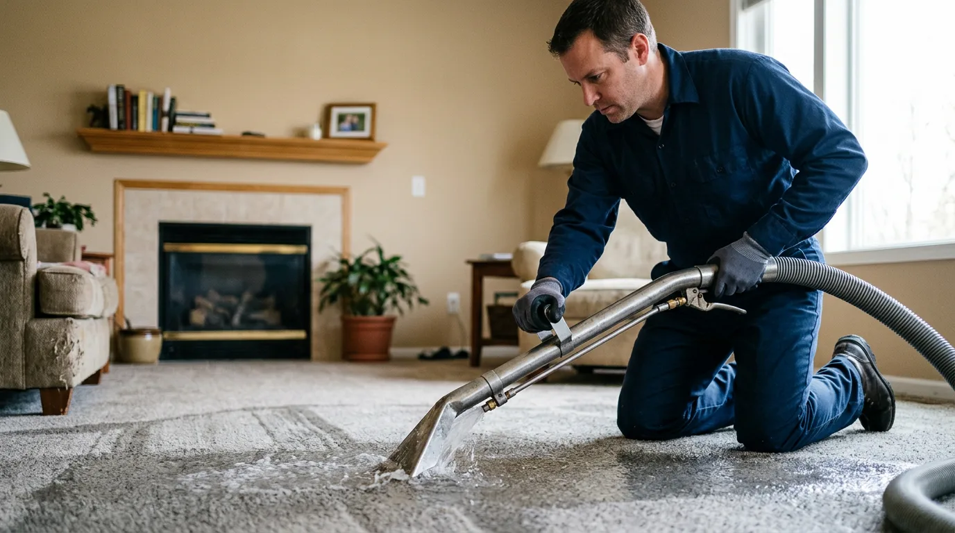 Water damage restoration technician working near Planada, CA